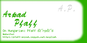 arpad pfaff business card